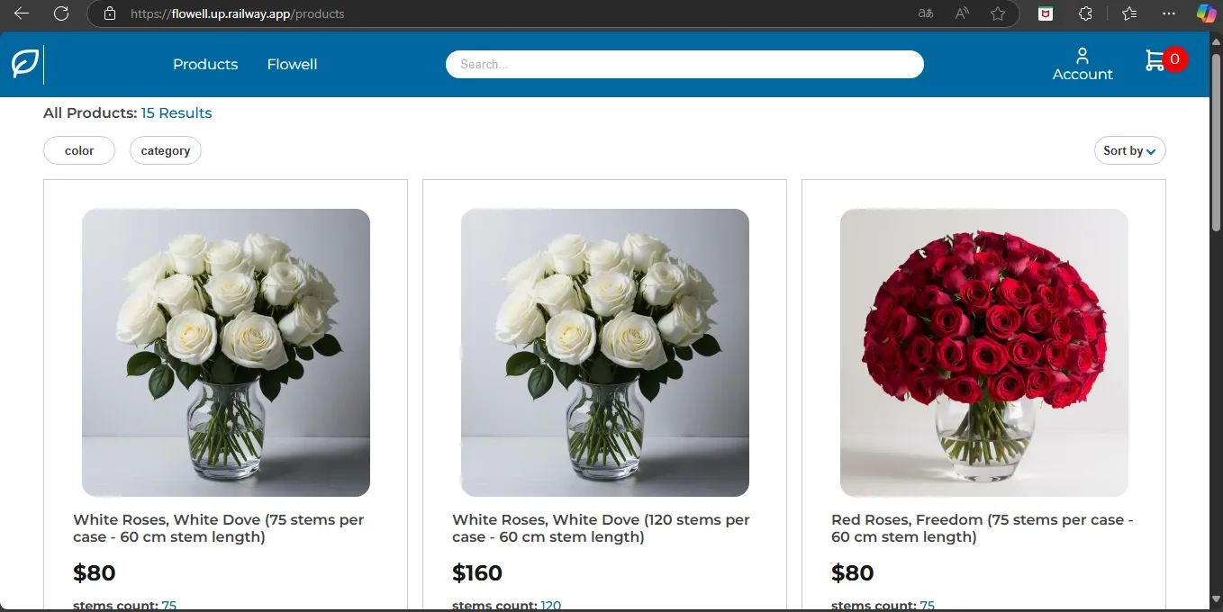 Image of Flowell E-commerce (front-end)